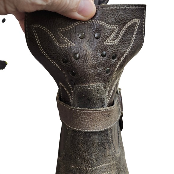 Bedstu Canada Western distressed leather v-cut ankle harness women's boots Sz 8 - Picture 11 of 13